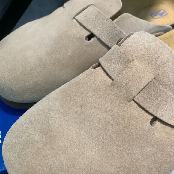 Birkenstock Boston Wome Taupe Suede Leather Soft Footbed New w/box Narrow/Wide - Picture 4 of 9